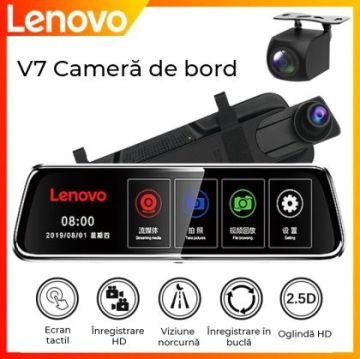 Oglinda cu camera DVR Lenovo V7 ecran de 9..66 inch 2K fata 1080p spate Wifi Blind Spot Adas