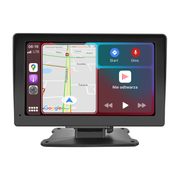 Navigație Auto Portabilă 7 Inch cu Apple CarPlay și Android Auto Wireless, Transmițător FM, Camera Marșarier, 7V-32V, Instalare pe Bord/Parbriz, Suport Airplay, Bluetooth Hands-Free, Compatibilă Camioane și Autoturisme, Design Ajustabil 90°