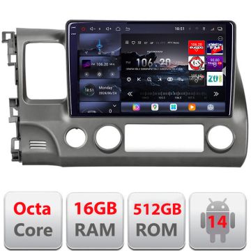 Navigatie Honda Civic Sedan 2005-2011 Edotec Kit-044 8 core QLED 2K 16+512GB 360 Android Waze USB Navigatie Internet Youtube Radio