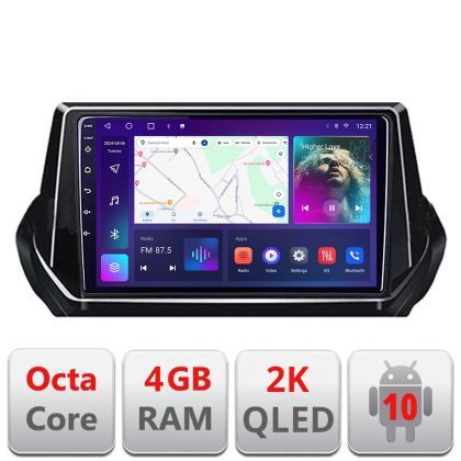 Navigatie Peugeot 2008 2020- Android ecran Qled 2K Octa core 4+32 Kit-209-2020+EDT-E409-2K