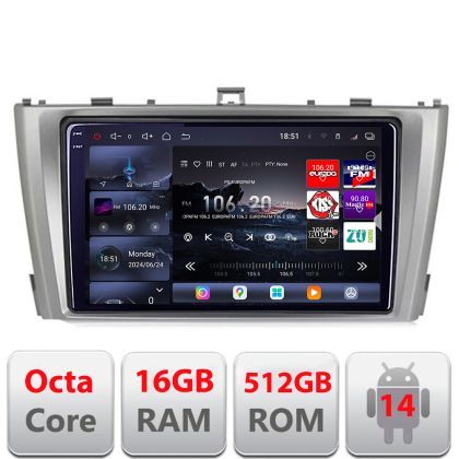 Navigatie Toyota Avensis 2009-2015 Edotec Kit-TY12 8 core QLED 2K 16+512 360 Android Waze USB Navigatie Internet Youtube Radio