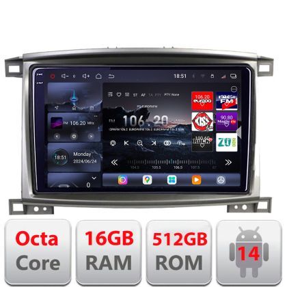 Navigatie Toyota Land Cruiser L100 2002-2008 Edotec Kit-L100 8 core QLED 2K 16+512 360 Android Waze USB Navigatie Internet Youtube Radio