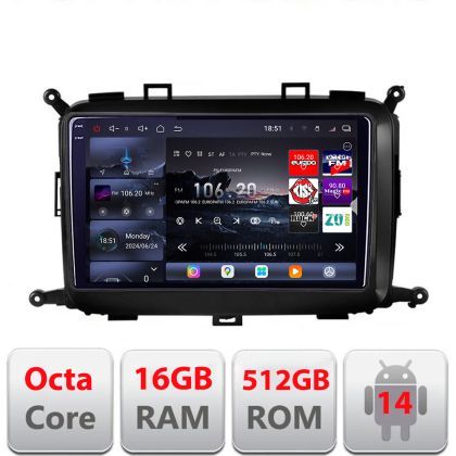 Navigatie Kia Carens 2013-2018 Edotec Kit-2023 8 core QLED 2K 12+256GB 360 Android Waze USB Navigatie Internet Youtube Radio