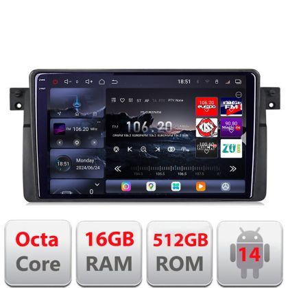 Navigatie BMW Seria 3 E46  1998-2005 Edotec Kit-052 8 core QLED 2K 16+512 360 Android Waze USB Navigatie Internet Youtube Radio