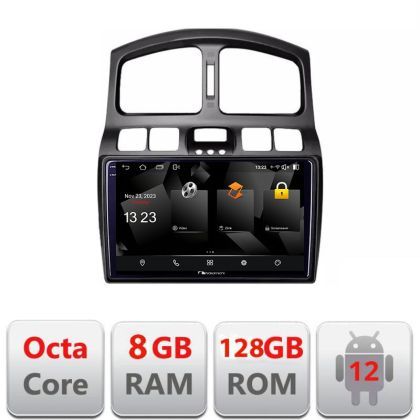 Navigatie Hyundai Santa Fe 2000-2006 Android Octa Core Qualcomm 2K Qled 8+128 DTS DSP 360 4G Optical