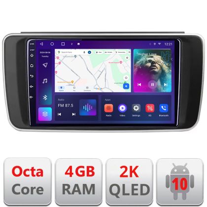 Navigatie Nissan Leaf 2018-2024 QLED 2K Octa core 4+32 DSP 360 Optic FHD internet gps radio carplay android auto kit-leaf+EDT-E409-2K