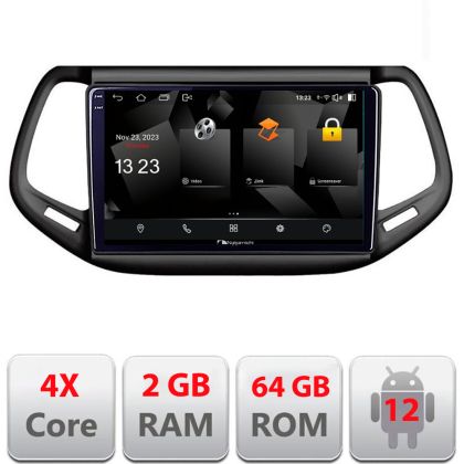 Navigatie Jeep Compass 2017 5230-739 Android Ecran 720P Quad Core 2+64 carplay android auto