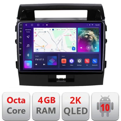 Navigatie Toyota LandCruiser 2008-2015 C-381 Android Octa Core Ecran 2K QLED GPS 4G 4+32GB 360 KIT-381+EDT-E410-2K