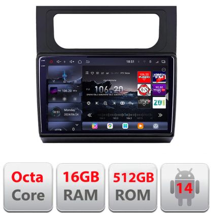 Navigatie VW Touran 2010-2016 Edotec Kit-touran3 8 core QLED 2K 12+256GB 360 Android Waze USB Navigatie Internet Youtube Radio