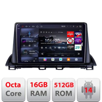 Navigatie Mazda 3 2014-2019 Edotec Kit-463 8 core QLED 2K 12+256GB 360 Android Waze USB Navigatie Internet Youtube Radio