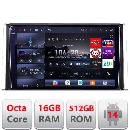 Navigatie Toyota Auris 2017- Edotec Kit-AURIS 8 core QLED 2K 12+256GB 360 Android Waze USB Navigatie Internet Youtube Radio