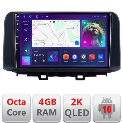 Navigatie Hyundai Kona C-1058 Android Octa Core Ecran 2K QLED GPS 4G 4+32GB 360 KIT-1058+EDT-E410-2K