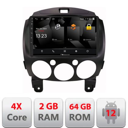 Navigatie Mazda 2 2007-2013 Android radio gps internet quad core 2+64 carplay android auto