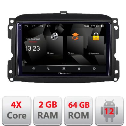 Navigatie Fiat 500 2015-2021 5230-500new  Android Ecran 720P Quad Core 2+64 carplay android auto