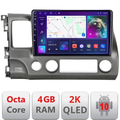 Navigatie Honda Civic 2005-2011 Android Octa Core Ecran 2K QLED GPS 4G 4+32GB 360 KIT-044+EDT-E410-2K