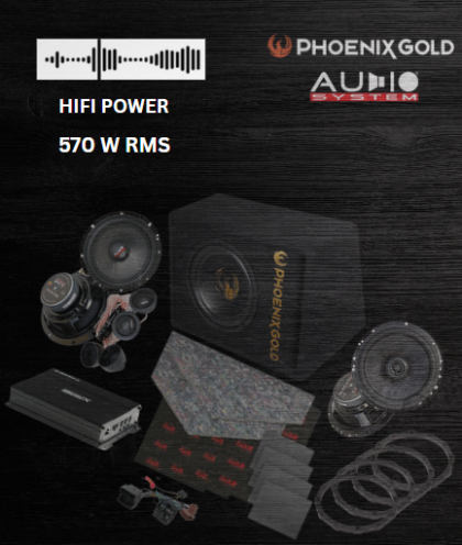 Pachet HiFi POWER - difuzoare fata + spate MX EVO, cu amplificator DSP, subwoofer activ, insonorizant, inele si cablaje plug & play