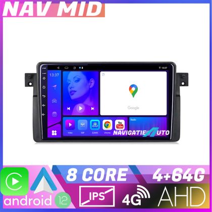 Navigatie BMW Seria 3 E46 KIT 052 EDOTEC-LITE Android Ecran 720P Octa Core 4 64 Carplay