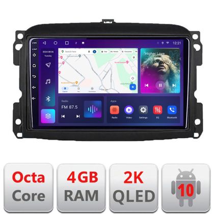Navigatie Fiat 500L 2012-2017 C-500L Android Octa Core Ecran 2K QLED GPS 4G 4+32GB 360 KIT-500L+EDT-E410-2K