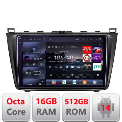 Navigatie Mazda 6 2007-2011 Edotec Kit-012 8 core QLED 2K 12+256GB 360 Android Waze USB Navigatie Internet Youtube Radio