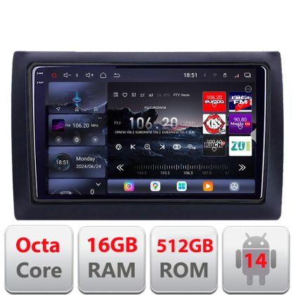 Navigatie Fiat Stilo Edotec Kit-STILO 8 core QLED 2K 12+256GB 360 Android Waze USB Navigatie Internet Youtube Radio