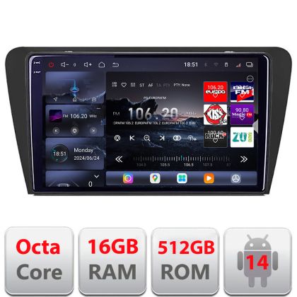 Navigatie Skoda Octavia 3 2013-2020 Edotec Kit-279 8 core QLED 2K 12+256GB 360 Android Waze USB Navigatie Internet Youtube Radio