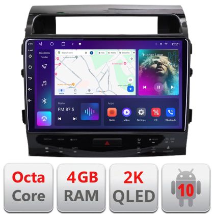 Navigatie Toyota Land Cruiser V8 L200 2009-2020 QLED 2K Octa core 4+32 DSP 360 Optic FHD internet gps radio carplay android auto kit-381-type-b+EDT-E410-2K