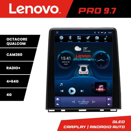 Navigatie dedicata Renault Clio 5 fara ecran color Lenovo Tesla Qled 9.7" Octacore 4Gb RAM 64Gb Hdd 4G DSP Carplay Android Auto 360 camere Bluetooth
