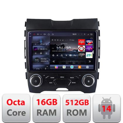 Navigatie Ford Edge 2015-2021 midline Edotec Kit-edge-mid 8 core QLED 2K 12+256GB 360 Android Waze USB Navigatie Internet Youtube Radio