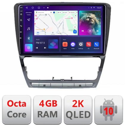 Navigatie Skoda Octavia 2 2005-2013 Manual C-005 Android Octa Core Ecran 2K QLED GPS 4G 4+32GB 360 KIT-005+EDT-E410-2K