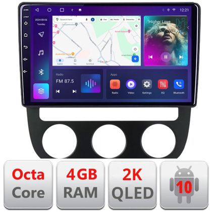 Navigatie VW Golf 5 2004-2010 clima automatica Android ecran Qled 2K Octa core 4+32 KIT-golf5-automatic+EDT-E410-2K