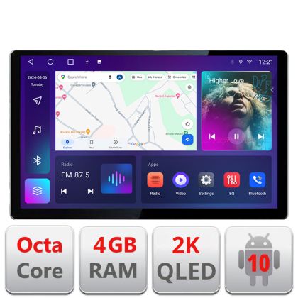 Navigatie dedicata Fiat 500  2007-2015 Edonav ecran 13" 2K 4+32 Android Waze USB Navigatie 4G 360 Toslink Youtube Radio KIT-fi