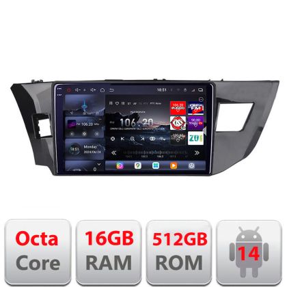 Navigatie Toyota Corolla 2013-2017 Edotec Kit-470 8 core QLED 2K 12+256GB 360 Android Waze USB Navigatie Internet Youtube Radio