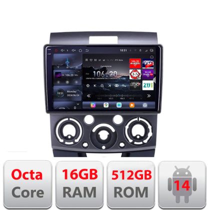 Navigatie Ford Ranger Mazda BT50 2007-2012 Edotec Kit-RANGER 8 core QLED 2K 12+256GB 360 Android Waze USB Navigatie Internet Youtube Radio