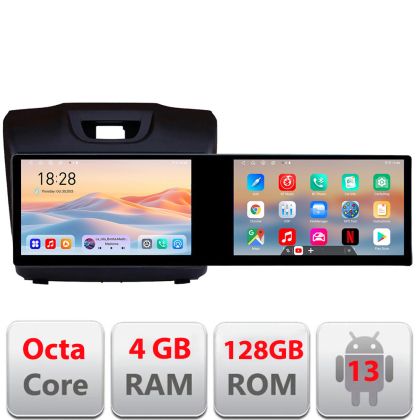 Navigatie Isuzu D-Max Kit-2234 Edotec 2 ecrane  8 core 4+128 21.6 inch Incell android Wifi 5Ghz gps internet