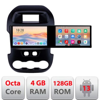 Navigatie Ford Ranger Kit-245 Edotec 2 ecrane  8 core 4+128 21.6 inch Incell android Wifi 5Ghz gps internet