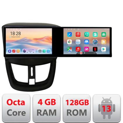 Navigatie Peugeot 207 Kit-PE01 Edotec 2 ecrane  8 core 4+128 21.6 inch Incell android Wifi 5Ghz gps internet