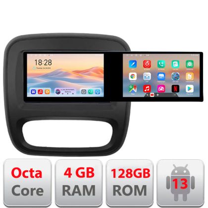 Navigatie Renault Trafic 2014-2017 Kit-rt09 Edotec 2 ecrane  8 core 4+128 21.6 inch Incell android Wifi 5Ghz gps internet  Q