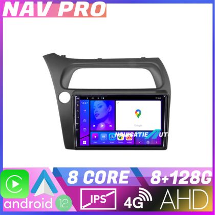 Navigatie Honda Civic Hatchback 2006 2012 KIT hatchback EDOTEC-LITE Android Ecran 720P Octa Core 8 128 Carplay