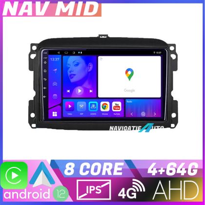 Navigatie Fiat 500 2015 2021 KIT 500new EDOTEC-LITE Android Ecran 720P Octa Core 4+32 Carplay