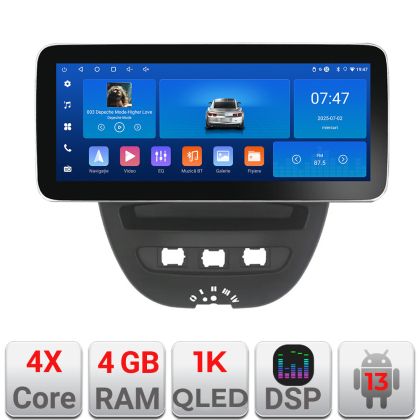 Navigatie Citroen C1 Peugeot 107 Toyota Aygo 2005-2014 Edotec 4+64 12.3 inch Incell 1K android Wifi 5Ghz gps internet  KIT-C1 v1