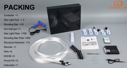 Sistem Iluminare Plafon Mașină 1800 Puncte LED, 16 Milioane Culori RGBW, Control App și Telecomandă, cu Efect de Comete