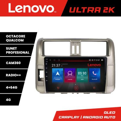 Navigatie Toyota Landcruiser Prado J150 2009-2014, Lenovo Ultra Original, Qualcomm 8-Core, 4G, Camera 360, CarPlay Wireless, 4+64GB, 10.1"