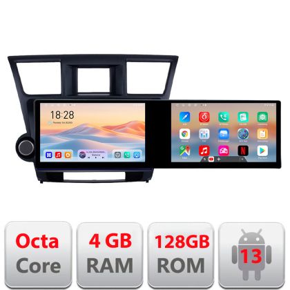Navigatie Toyota Highlander 2007-2013 Edotec 2 ecrane  8 core 4+128 21.6 inch Incell android Wifi 5Ghz gps internet