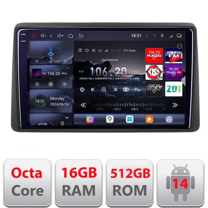 Navigatie Dacia Duster dupa 2019 Edotec Kit-199 8 core QLED 2K 16+512GB 360 Android Waze USB Navigatie Internet Youtube Radio