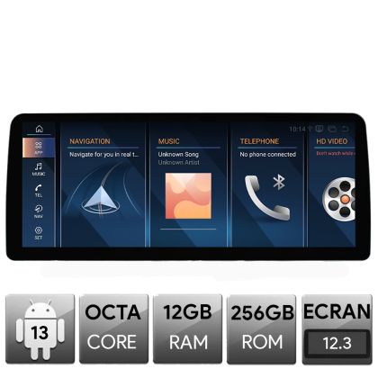Navigatie dedicata Edotec BMW Seria 1 E87 2003-2008 masini ecran color CIC, Android, Octa Core, 12+256, 12.3", Qled 2K 2400x900, Qualcomm 680