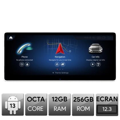 Navigatie dedicata Mercedes GLC V-Klass masini cu NTG6 MBUX Android ecran 12.3" 2K Qled 12+256 Qualcomm 668 4G BT camere 360