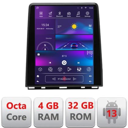 Navigatie Renault Clio 5 high Edonav Tesla Qled 9.7",Octacore,4Gb RAM,32Gb,4G,DSP,Carplay,Android Auto, 360, fibra optica, coaxial,Bluetooth