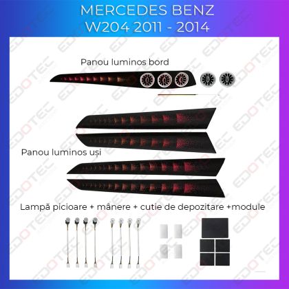 Lumini Ambientale NIGHTVIBE Mercedes Benz W204 set complet cu trimuri control telefon sau sistem original