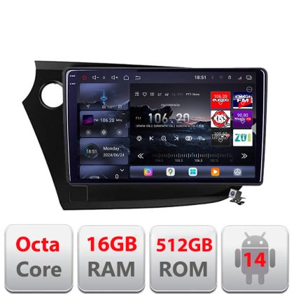 Navigatie Honda Insight 2009-2014 Edotec Kit-insight 8 core QLED 2K 16+512GB 360 Android Waze USB Navigatie Internet Youtube Radio