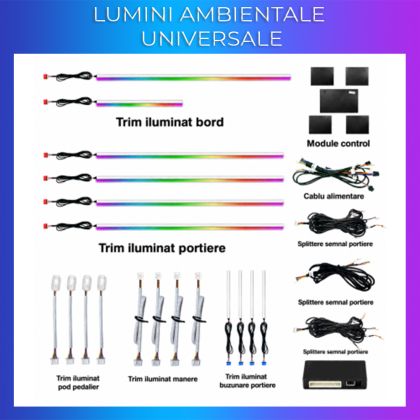 Lumini ambientale universale cu trim 18 lumini 64 de culori lungime trim ajustabil control din telefon